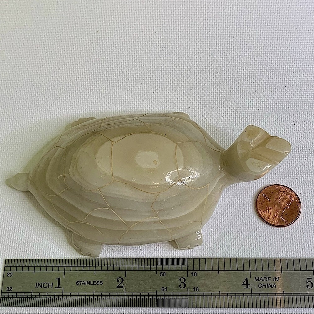 Large Banded Calcite Crystal Turtle Carving Polished Onyx Tortoise Figurine 4.5” - Picture 16 of 16